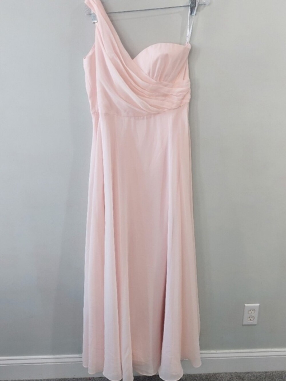 DB Studio Celebrate Formal Dress Size 14 Blush Pink One Shoulder A-line Chiffon